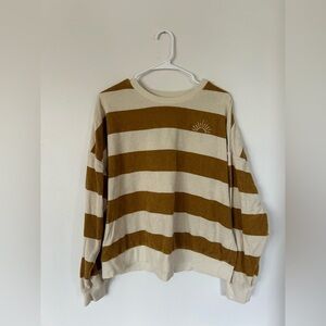 Rylee + Cru Gold Stripe Terry Crewneck Women’s XL